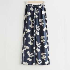 & Other Stories Womens Blue Patterned Floral Wide Leg Pants Trousers
